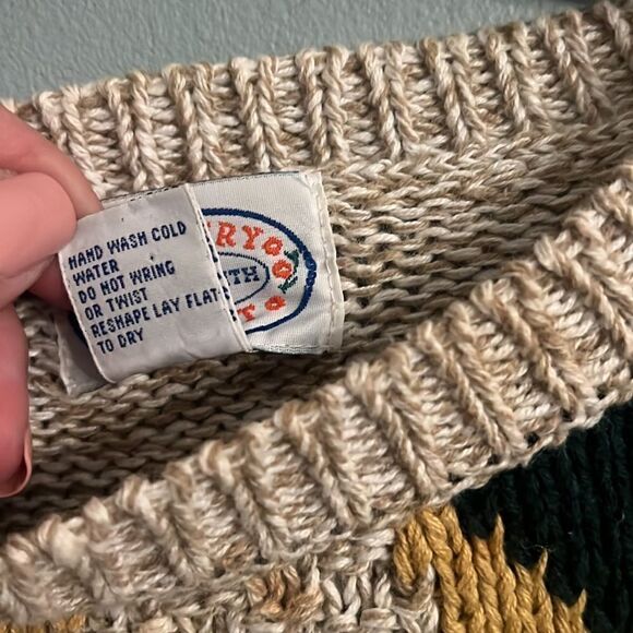 Women’s Vintage chunky Knit Autumn Fall Leaves Sweater size Medium - Picture 7 of 8